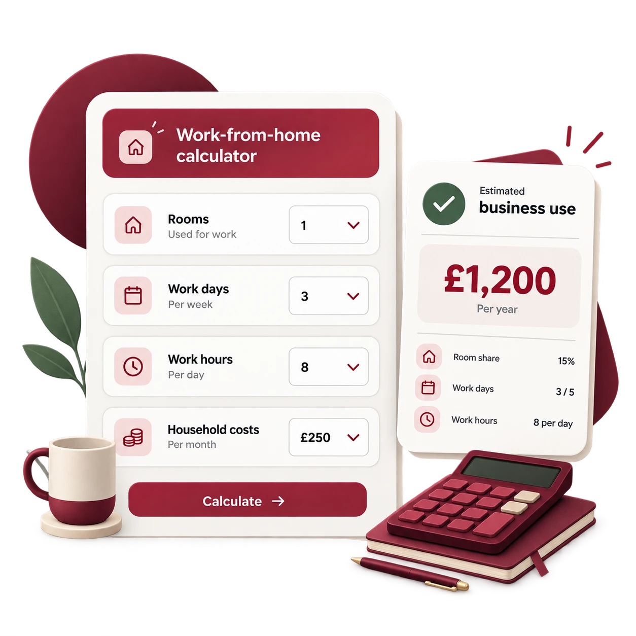 CherryMoney work-from-home expenses calculator illustration